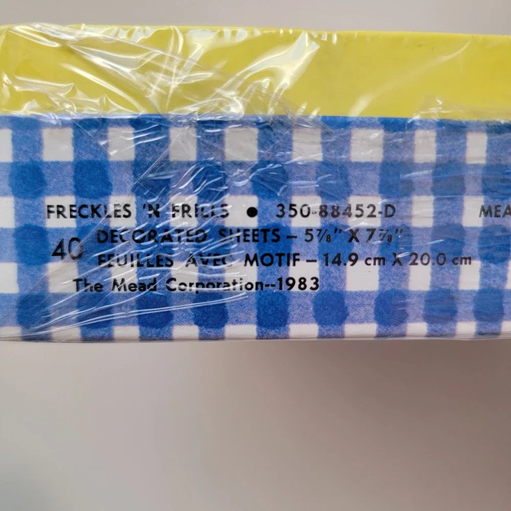 Vintage Mead Montag Freckles N Frills Stationery Set 1983 Blue Gingham NEW‎